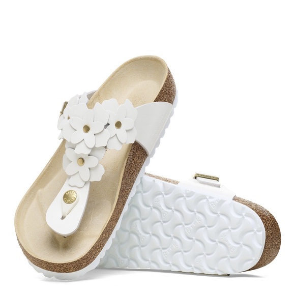 NWT Birkenstock White Leather Gizeh Flower Arizona size 8/ 38 - Picture 4 of 8